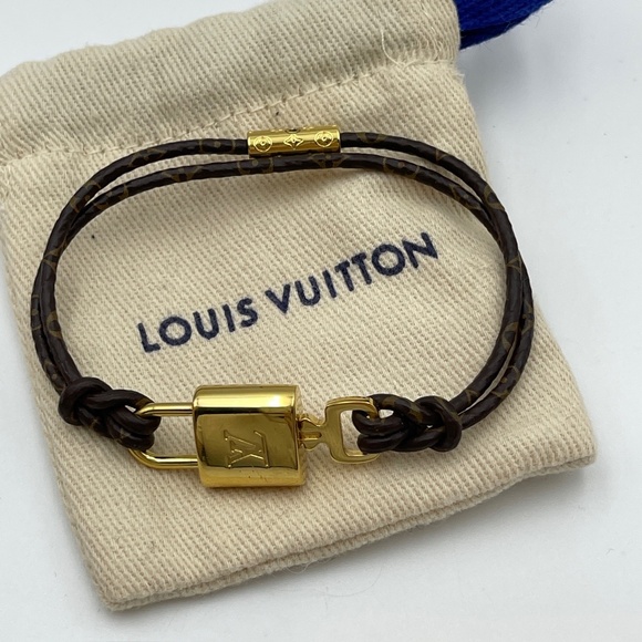 Louis Vuitton Padlock brown leather bracelet monogram lock logo jewelry - Picture 3 of 11